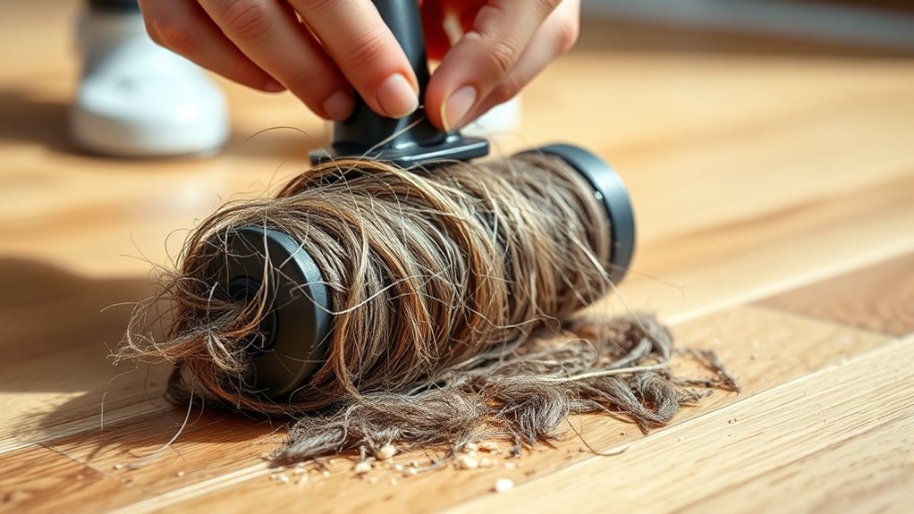 clean hair and debris buildup