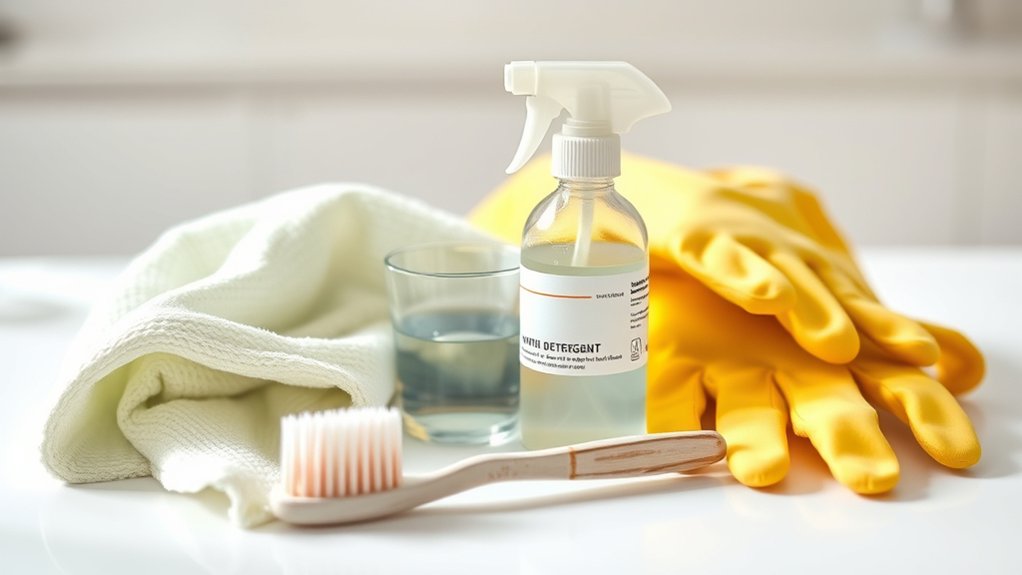 gather cleaning supplies safely
