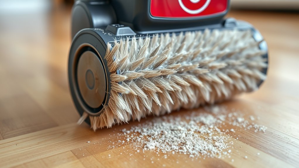 worn brush roll residue